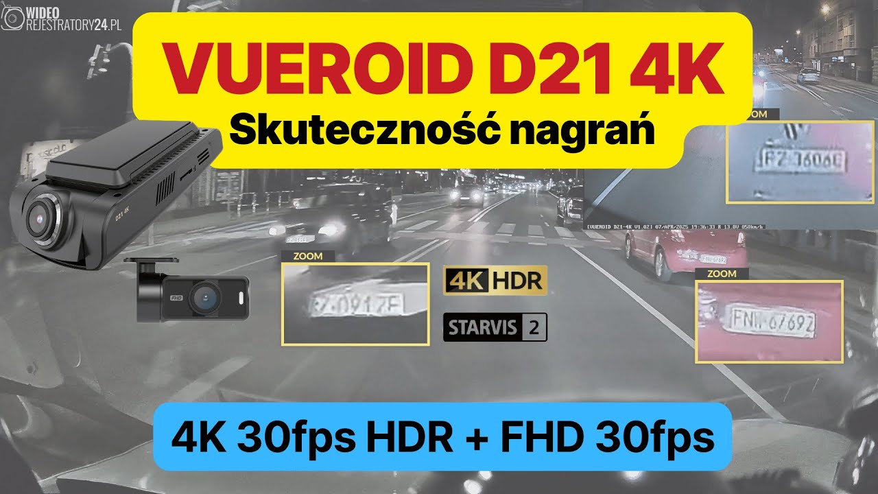 Kamera samochodowa VUEROID D21 4K 2CH @ 4K 30FPS HDR