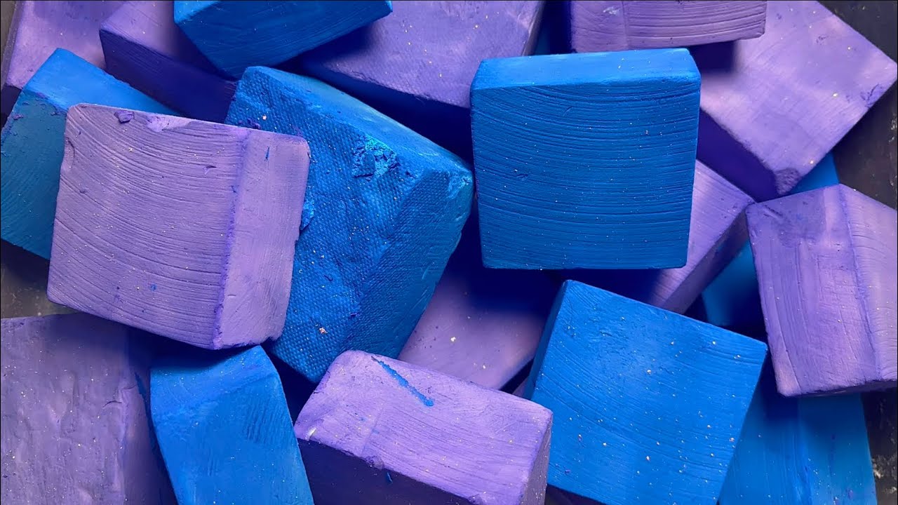 Blue 🫐& Purple 🍇Dyed Chalk | Unpolished Chalk | Crunchy Breaking & Dropping Sounds | ASMR