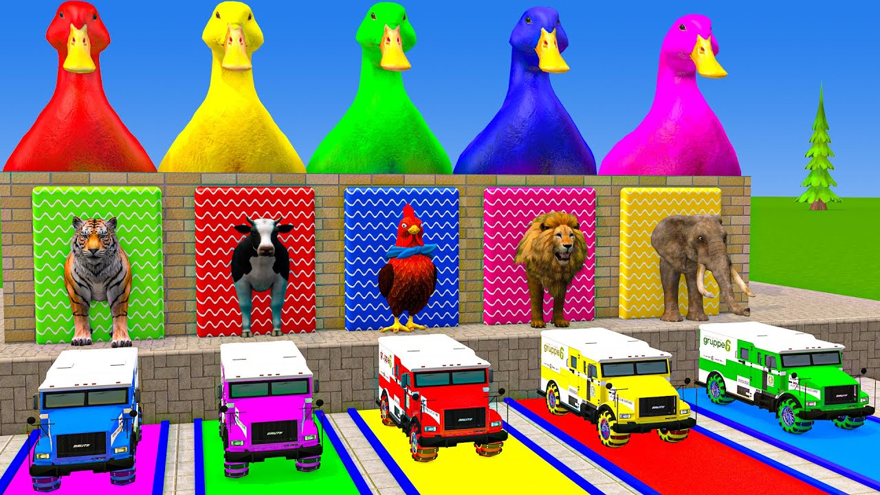Long Slide Game With Cow Elephant Gorilla Hippopotamus Tiger 3d Animal Game Funny 3d Animals