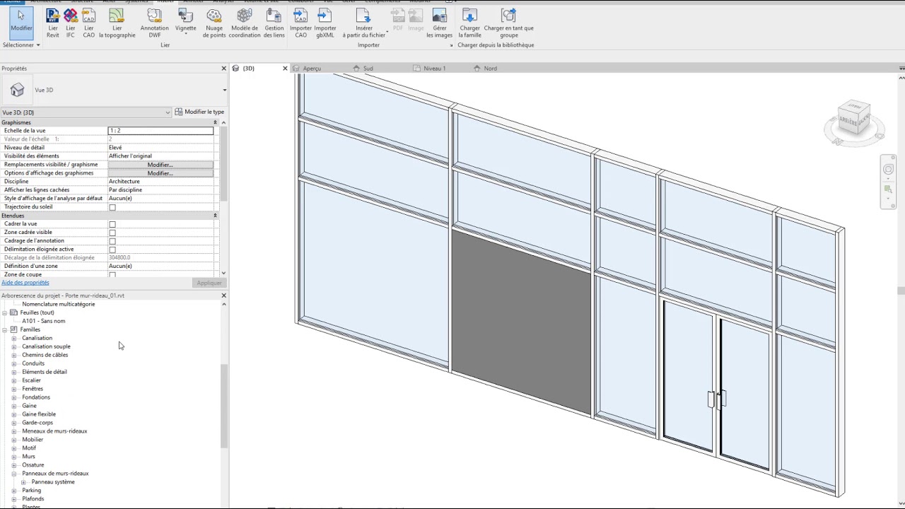 Revit : Insertion d'une porte dans un mur-rideau (2 de 2)