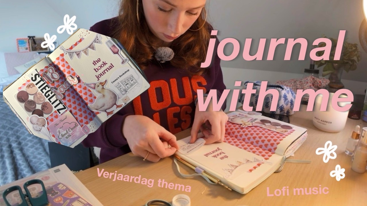 Journal with me 🎀📔 verjaardag thema (junkjournal), lofi muziek achtergrond