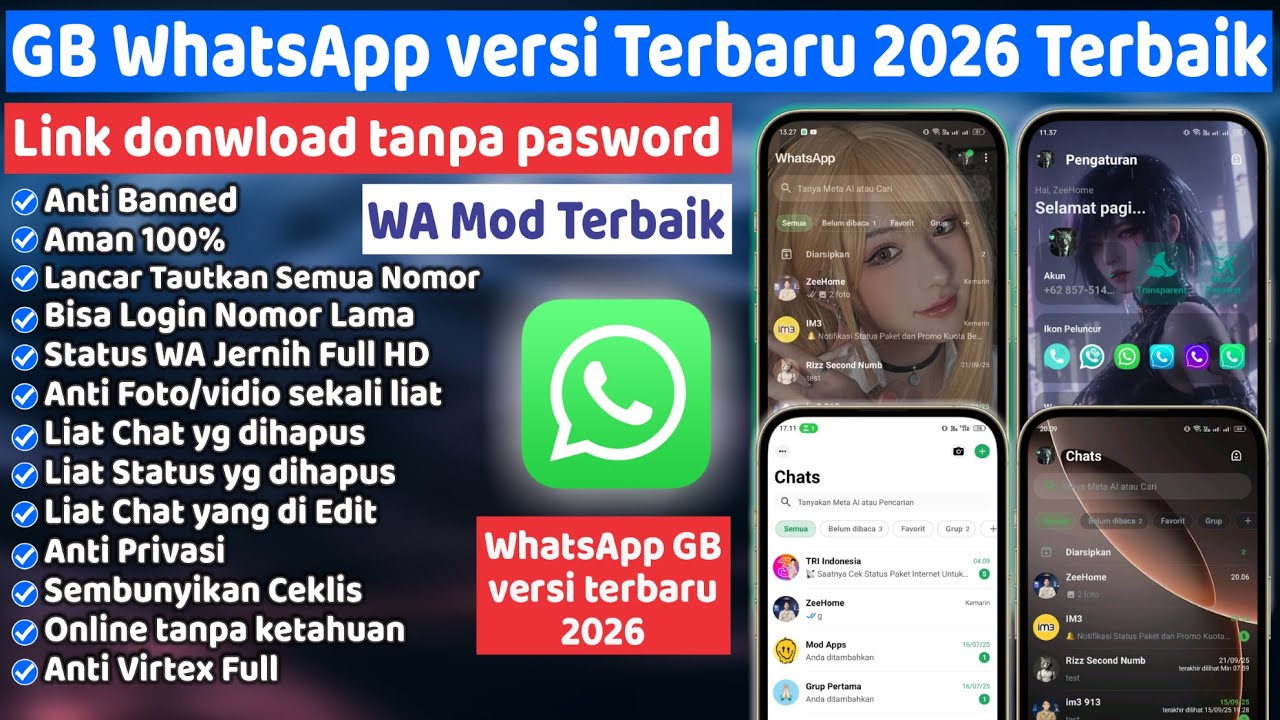 Новейшая версия WhatsApp GB 2026 ⚡ Лучший и самый безопасный модифицированный WA для всех Android...