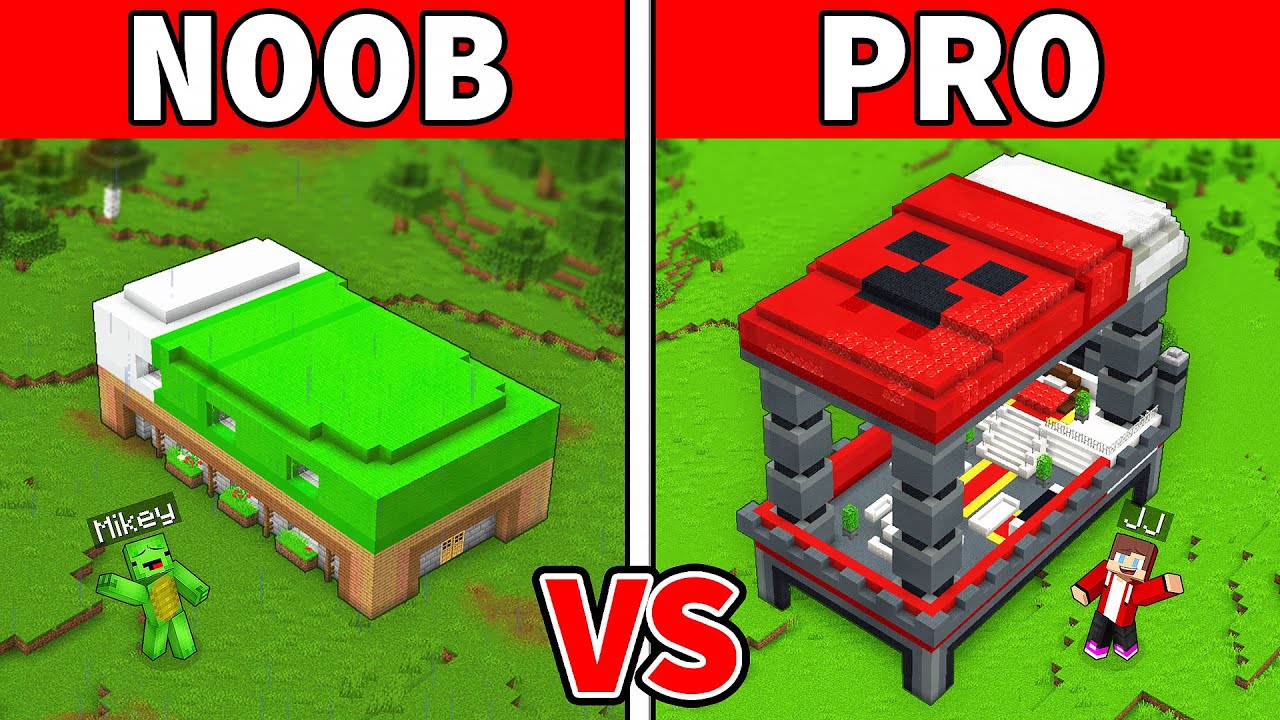 JJ and Mikey: NOOB vs PRO Bed Build Battle in Minecraft - Maizen