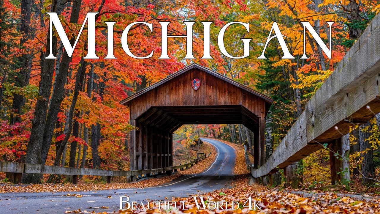 Michigan 4K &ndash; Autumn Colors Draping Hills, Rivers, and Scenic Byways &ndash; Beautiful Relaxing Music