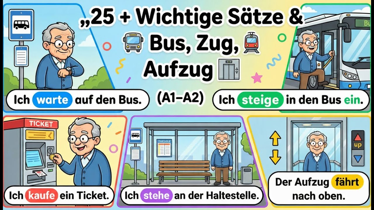 Learn German With Fun | Bus, Train, Ticket And Elevator 👌💕👌💕