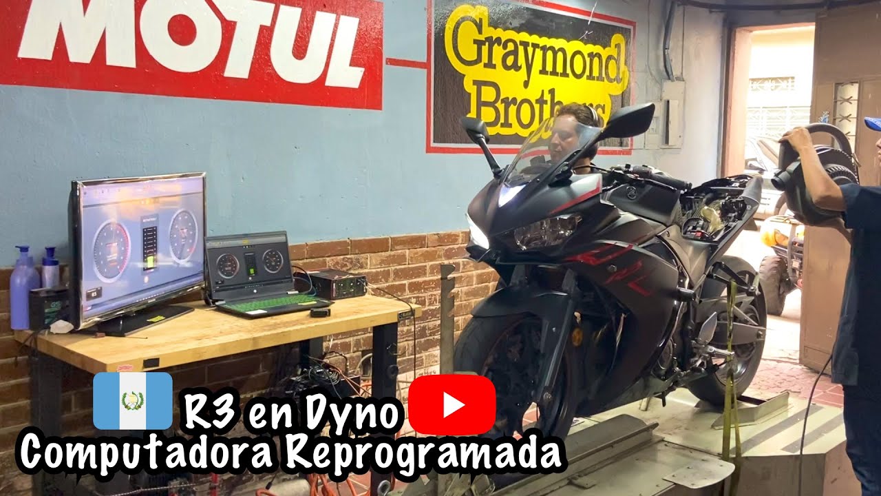 Yamaha R3 en Dyno con computadora Reprogramada (tira explosiones 😱) | Chuy en moto | Guatemala