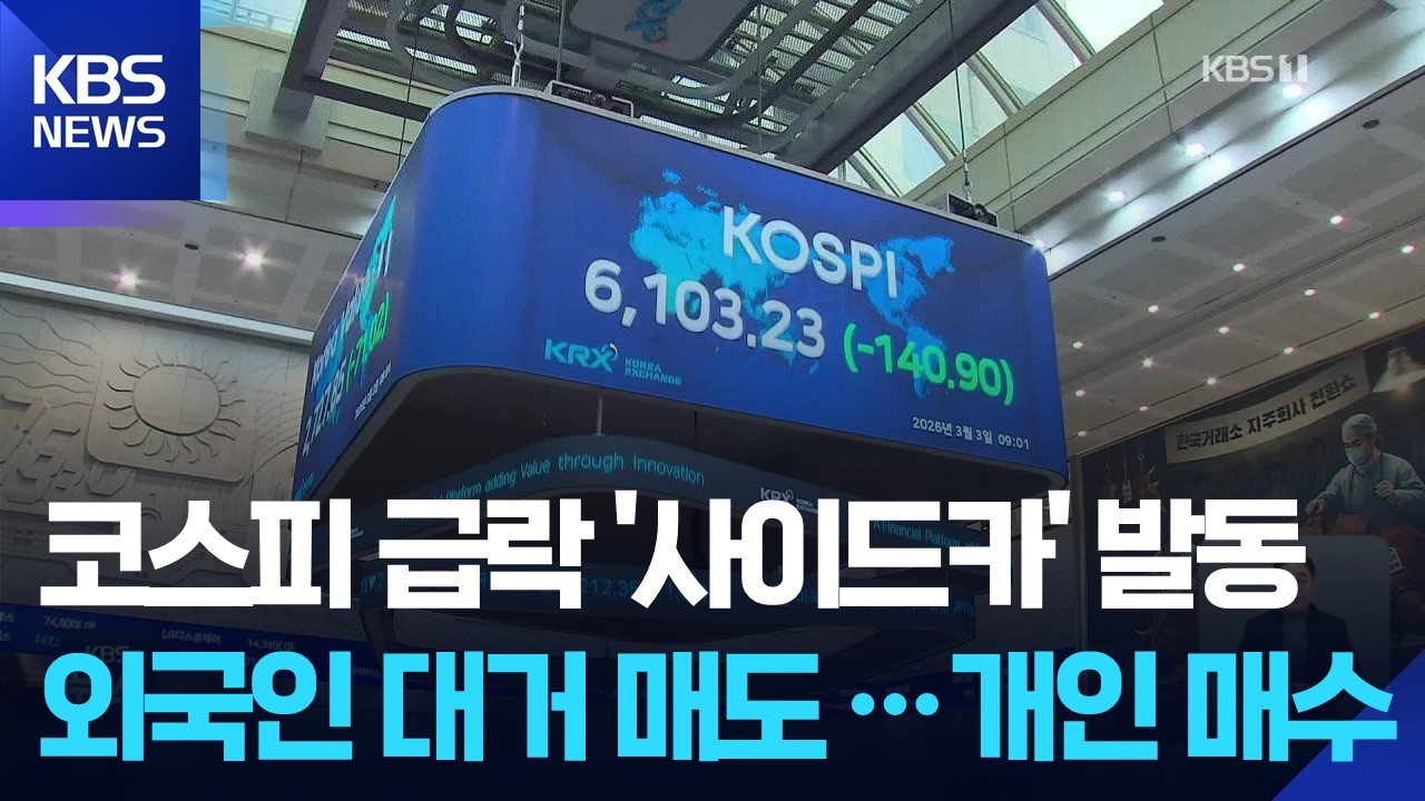 미·이란 전쟁 여파에 코스피 매도 사이드카…환율은 급등 / KBS  2026.03.03.