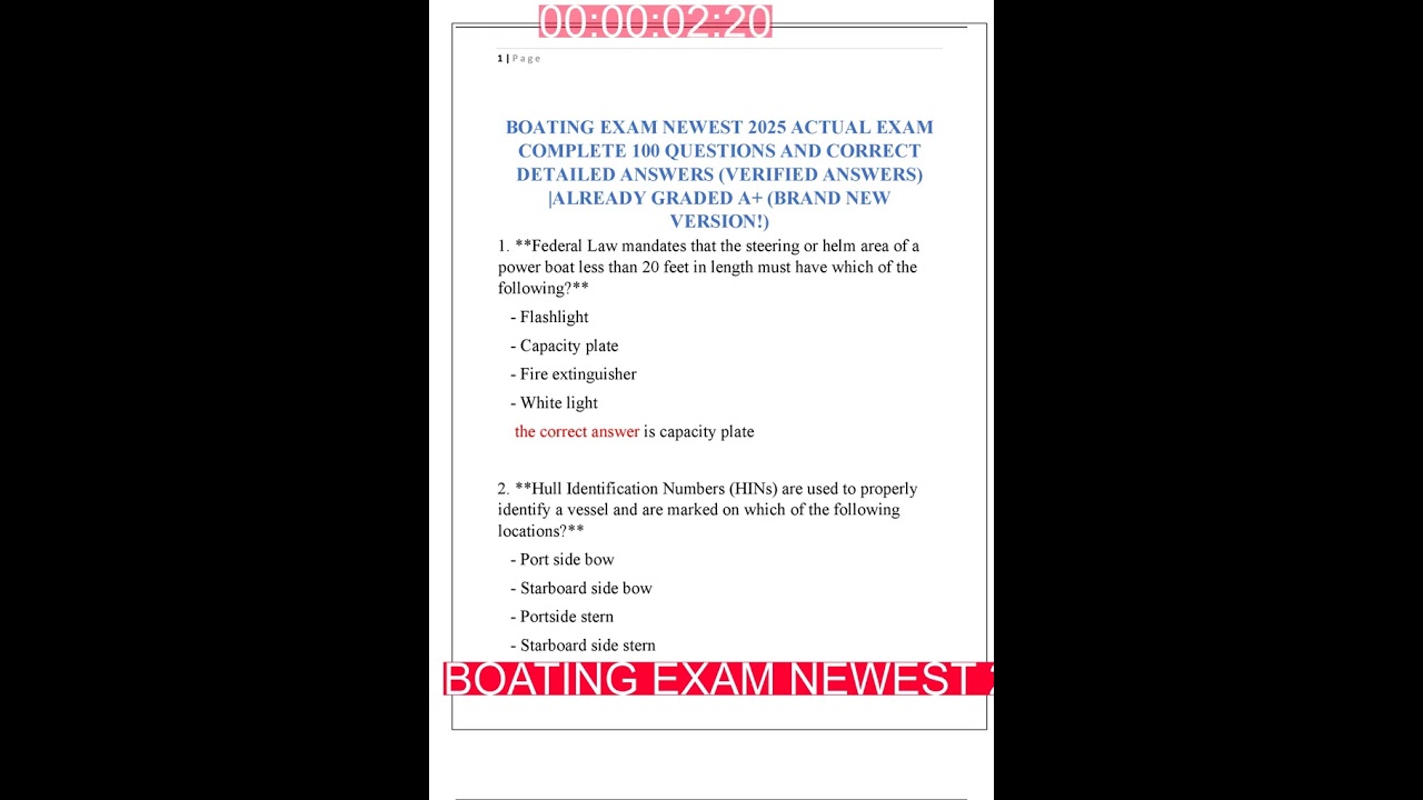 BOATING EXAM NEWEST 2025 ACTUAL EXAM COMPLETE