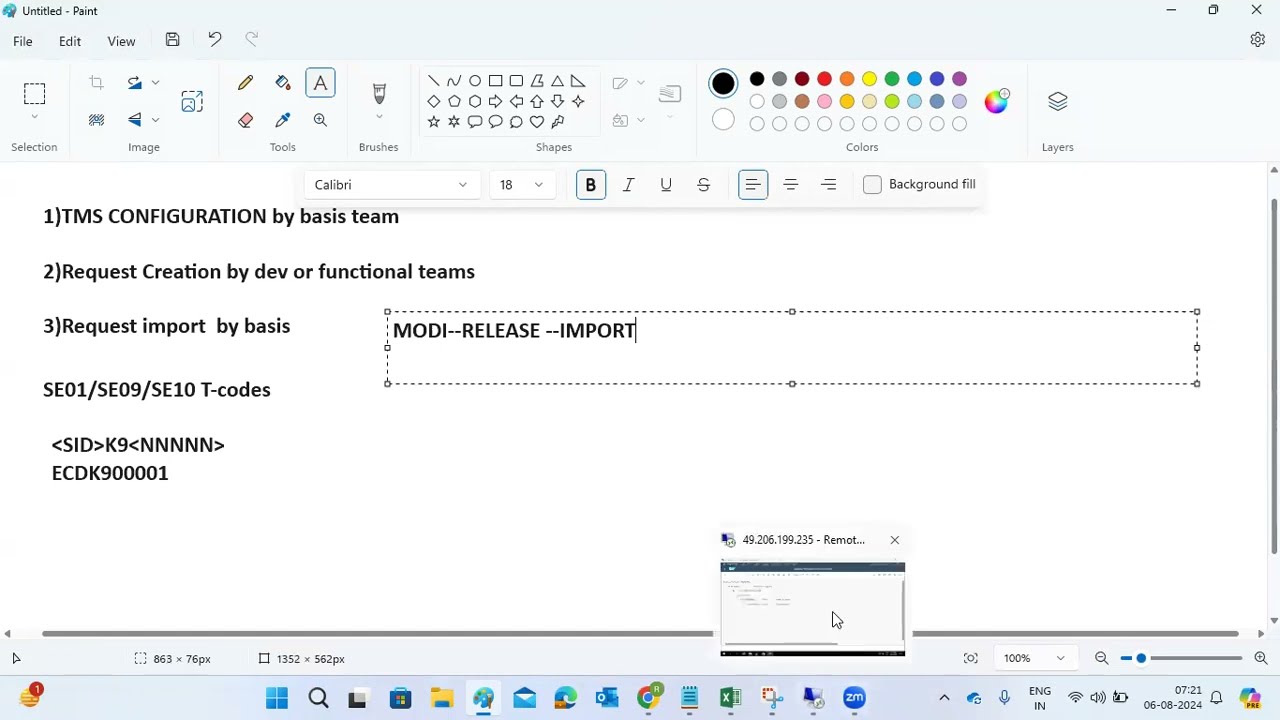 Request Creation and TR imports