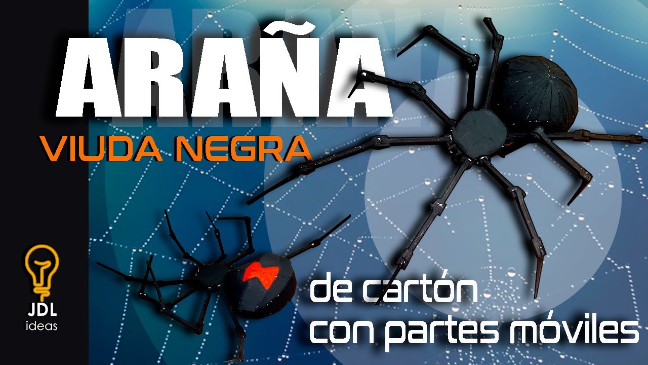 🕷️ Como hacer una ARAÑA (Viuda Negra) 🕷️ de cartón con partes MÓVILES | INSECTOS | #JDLideas ​