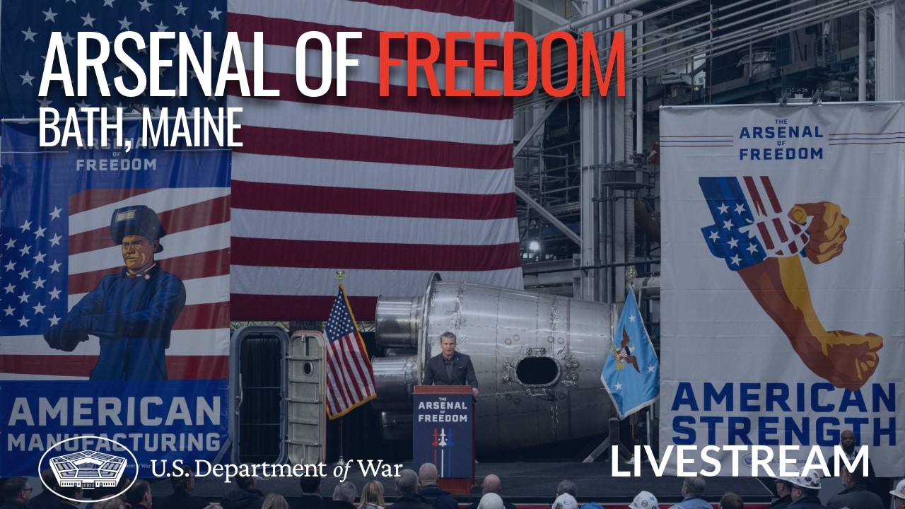 LIVE: SecWar Pete Hegseth speaks during a nationwide Arsenal of Freedom tour stop in Bath, Maine.