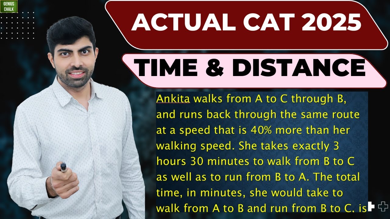 Ankita walks from A to C through B, and runs back | Time speed distance CAT 2025 | Genius Chalk