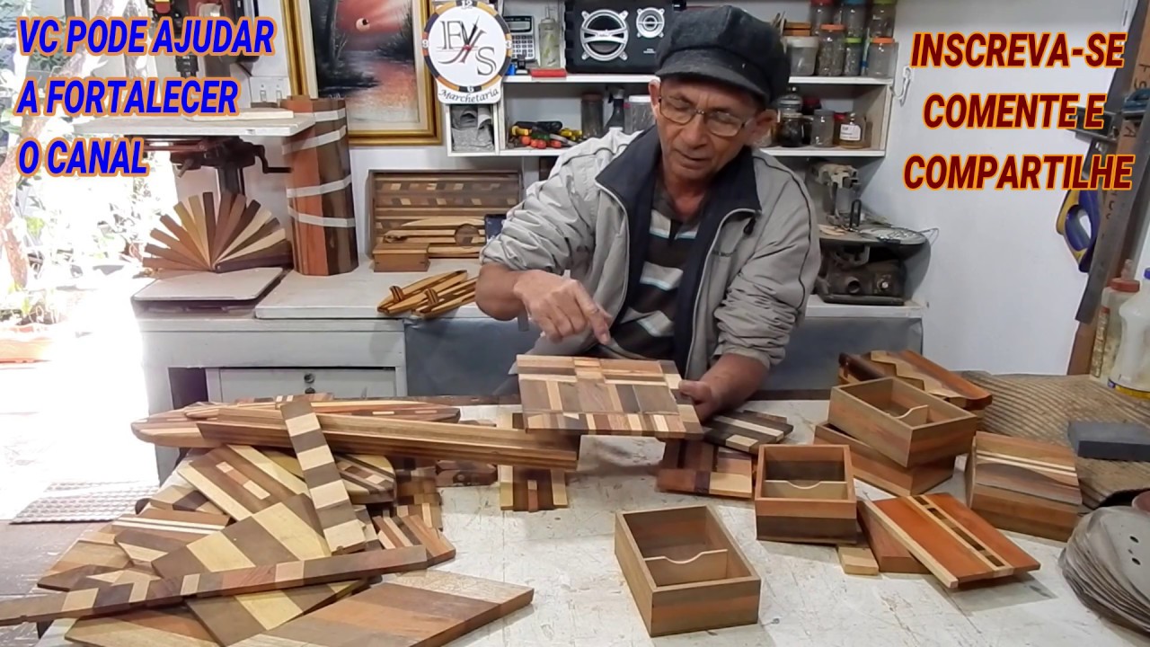 Marchetaria - Como aproveitar as sobras de madeira. (How to enjoy the remains of marquetry wood.