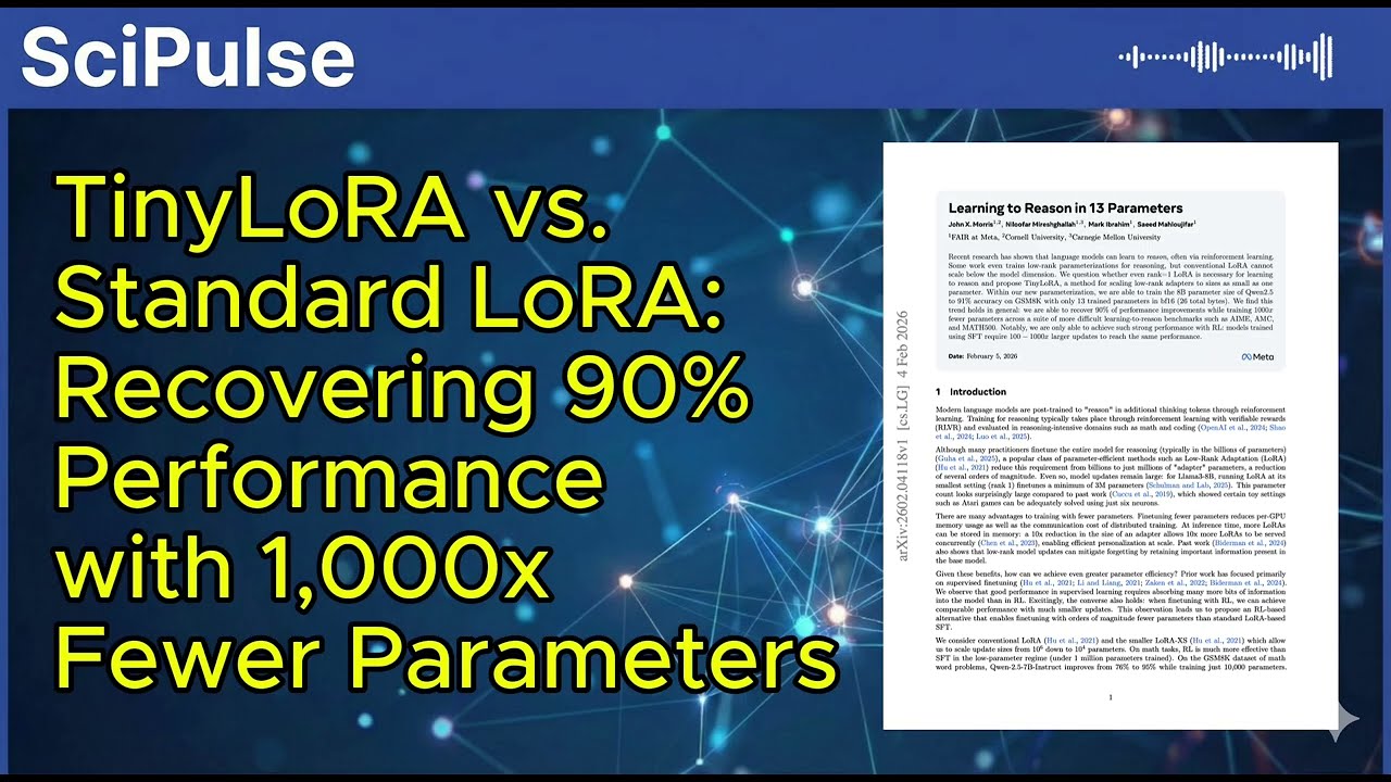 TinyLoRA vs. Standard LoRA: Recovering 90% Performance with 1,000x Fewer Parameters
