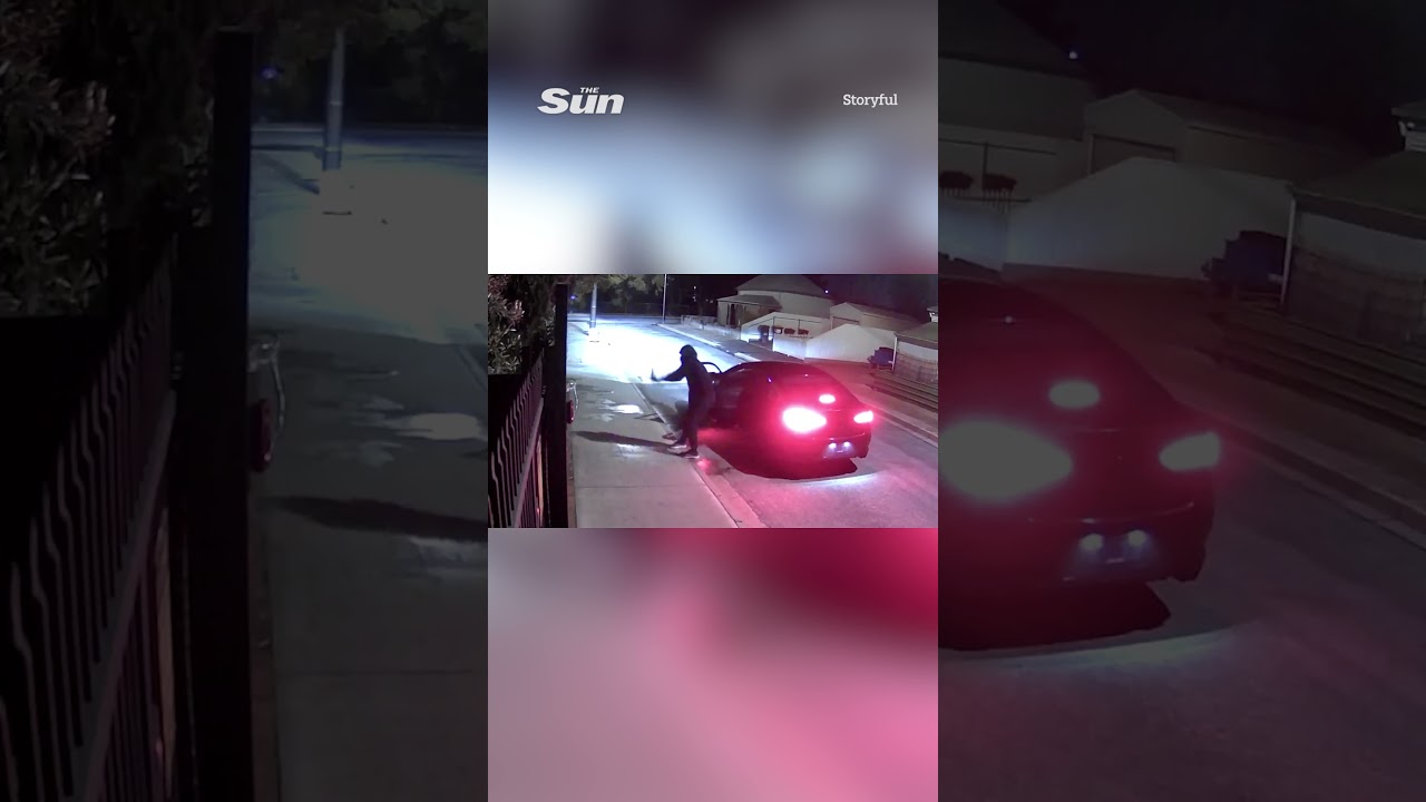 Moment ‘Arsonists’ set their getaway car ABLAZE after trying to set house on fire 