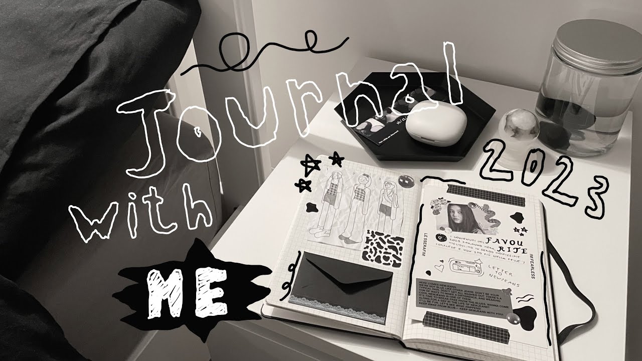journal session with me 💬 |  black and white theme,newjeans inspired,no sound(asmr) and doodles