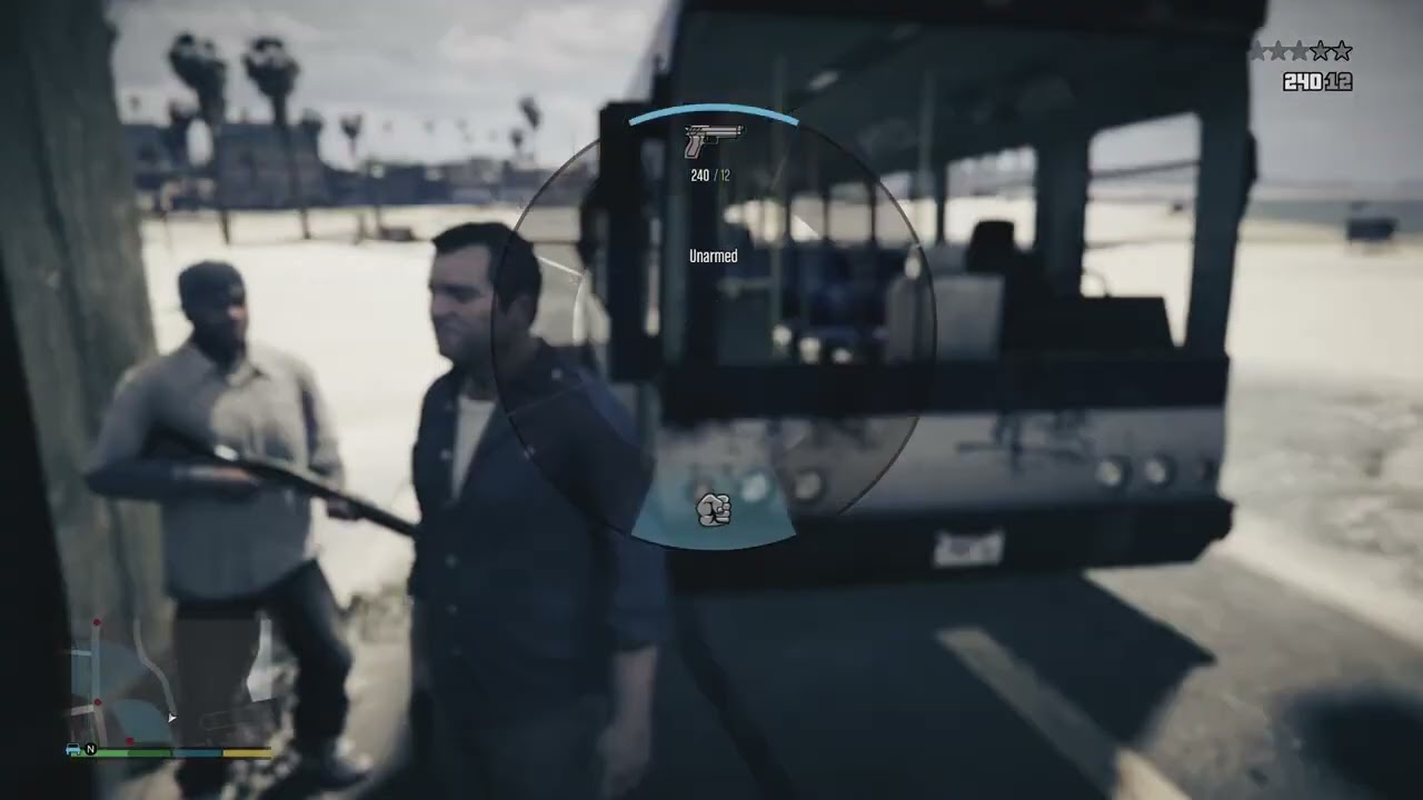 GRAND THEFT AUTO STORY MODE ESCAPING FROM POLICE IN A FAST CAR LEAVING BEACH PORT 