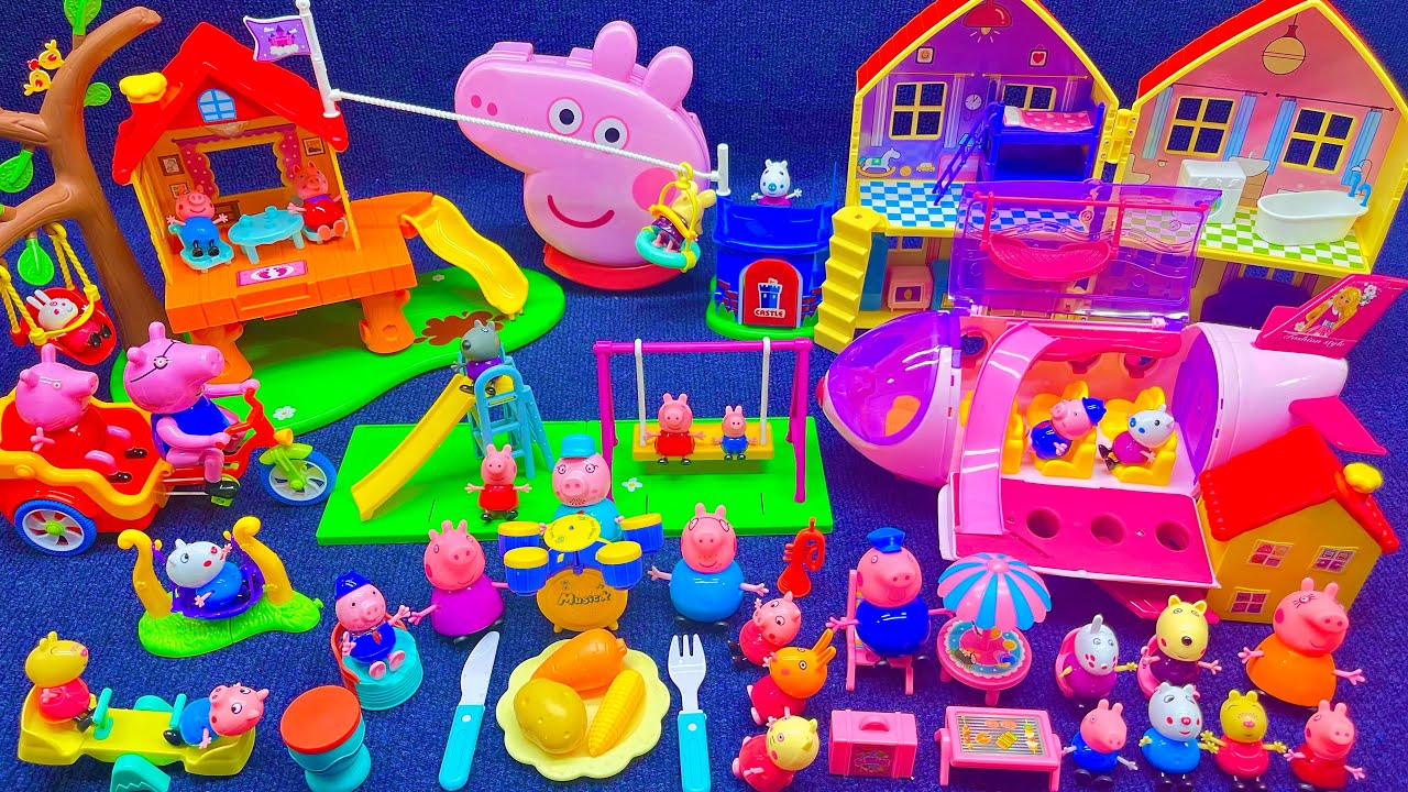 Satisfying unboxing in sixteen minutes: Peppa Pig house and swing set ASMR | Toy review