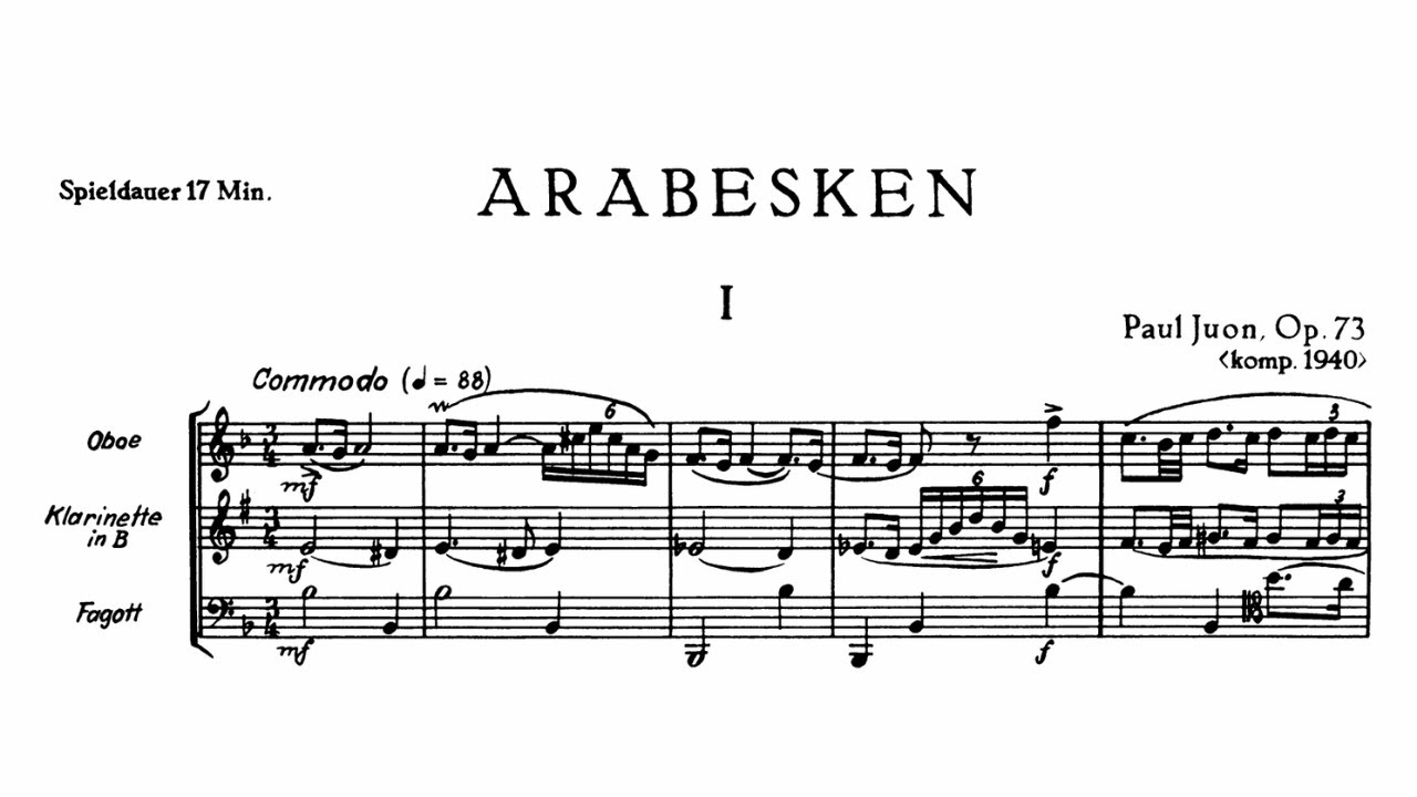 Paul Juon: Arabesken, Op. 73 (1940)