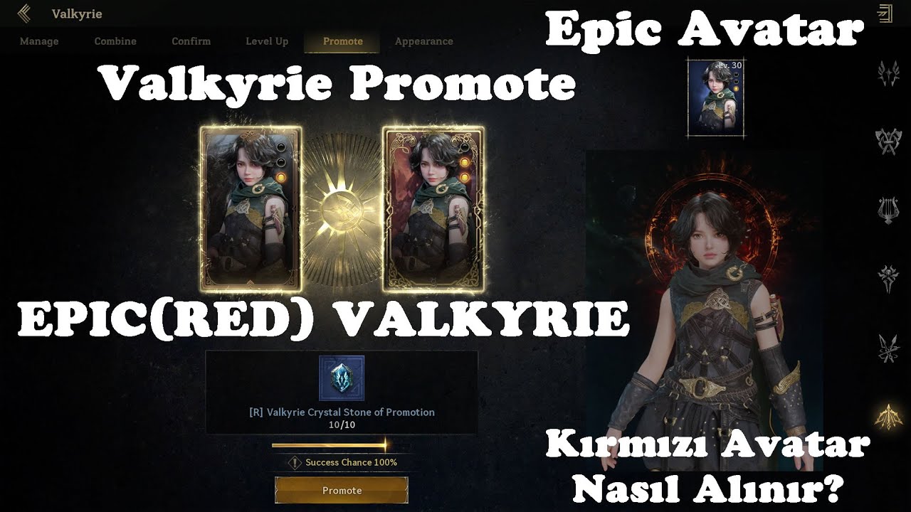 LEGEND OF YMIR | Epic Valkyrie Promote | Kırmızı Avatar Nasıl Alınır | Epic Kostüm Yükseltme