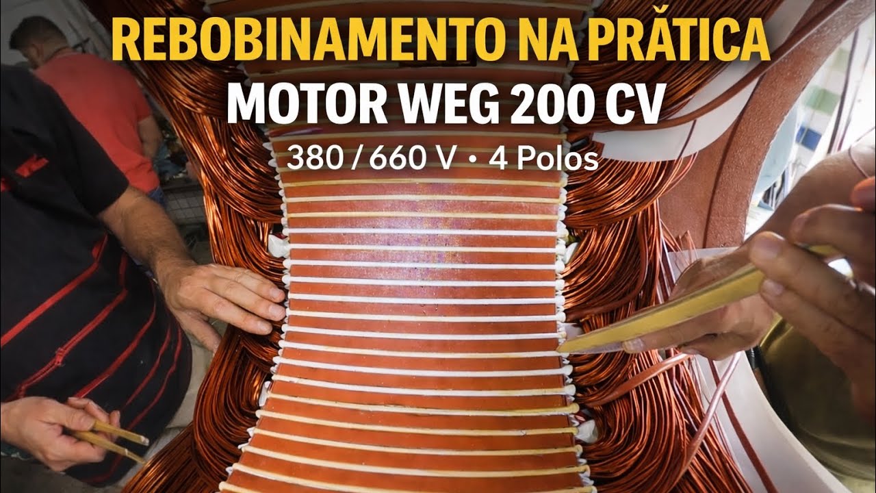 COMO REBOBINAR UM MOTOR WEG DE 200 CV 3/6V 4P