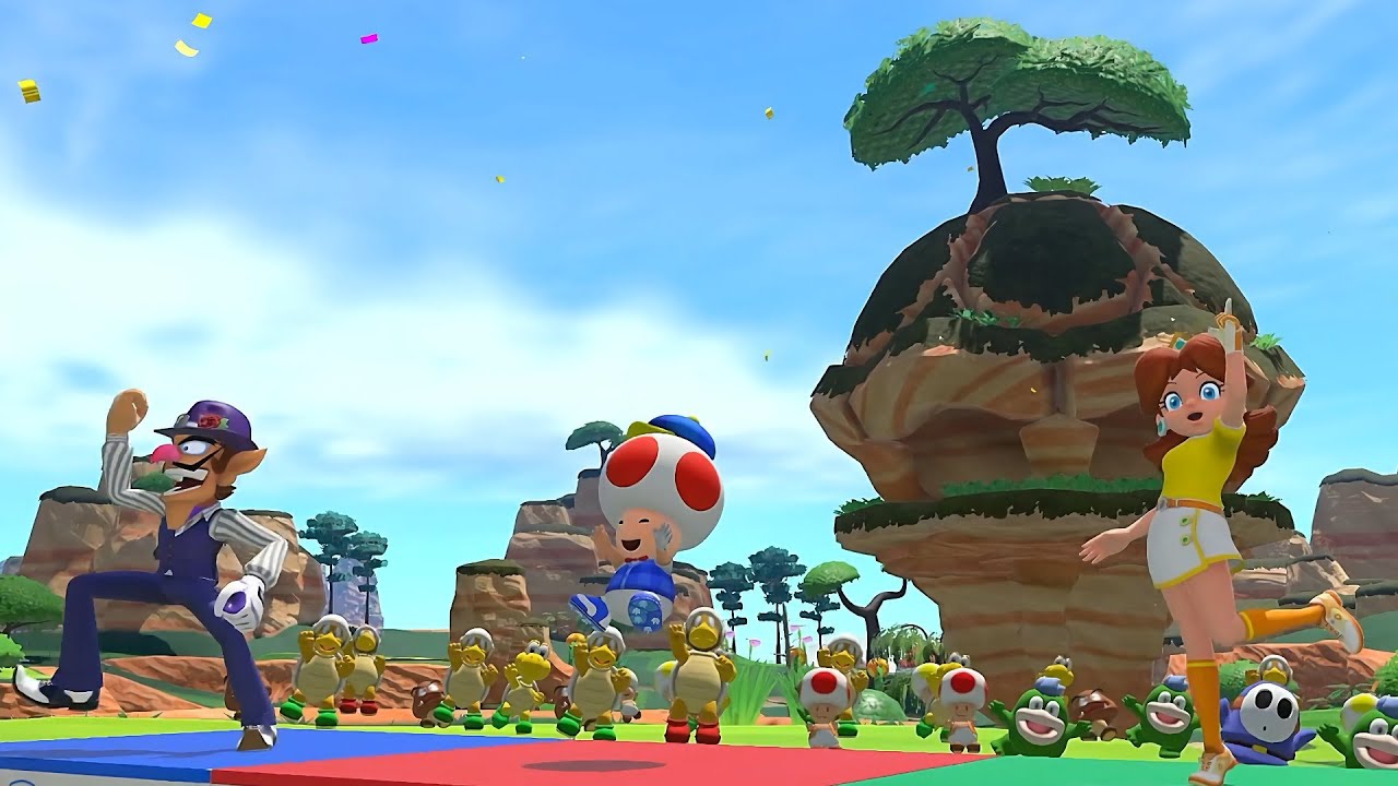Mario Golf Super Rush Waluigi vs Toad vs Daisy in Shelltop Sanctuary