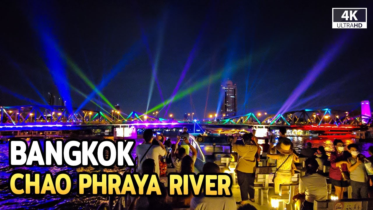 Amazing Vijit Chao Phraya Nighttime Cruising along Chao Phraya River Bangkok [4K]