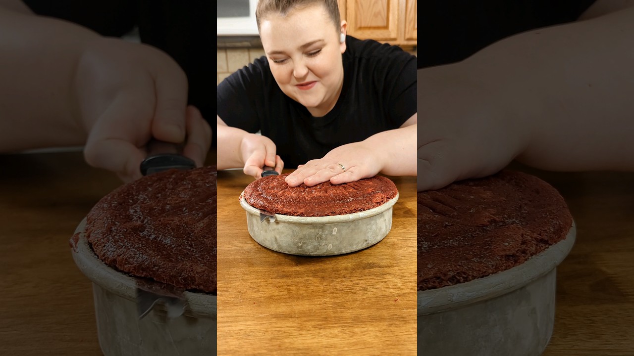 Cake Leveling Hack #cake #cakebake #voiceover #cakemaking