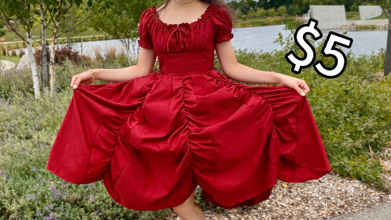 Bedsheets to Ballgown: Transforming Sheets into a Stunning Red Dress!
