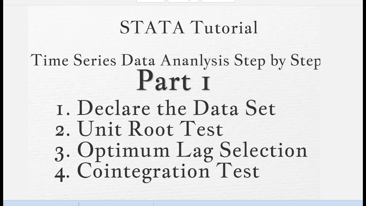 STATA Tutorial: Time Series Data Analysis Step by step Part 1