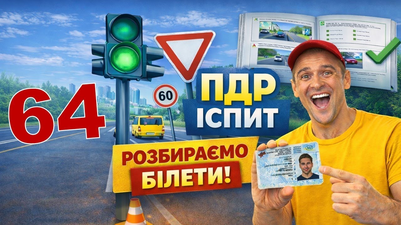 Cкласти теоретичний іспит з ПДР легко з першого разу. Білет №64
