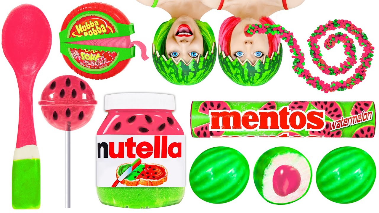 ROSA ESSEN VS GR&Uuml;NES ESSEN *WASSERMELONE DESSERTS* Challenge fon Multi DO