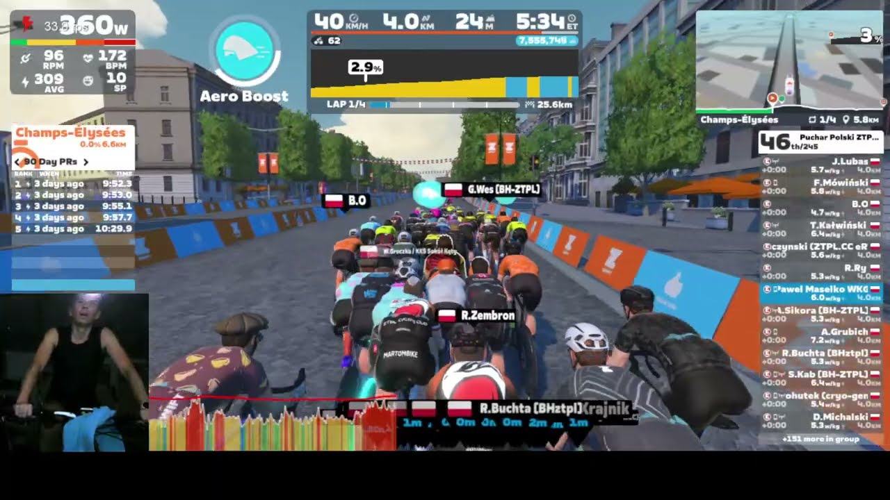 Zwift Puchar Polski 2024/25 Etap 8. Champ Elysees 26,4 km  