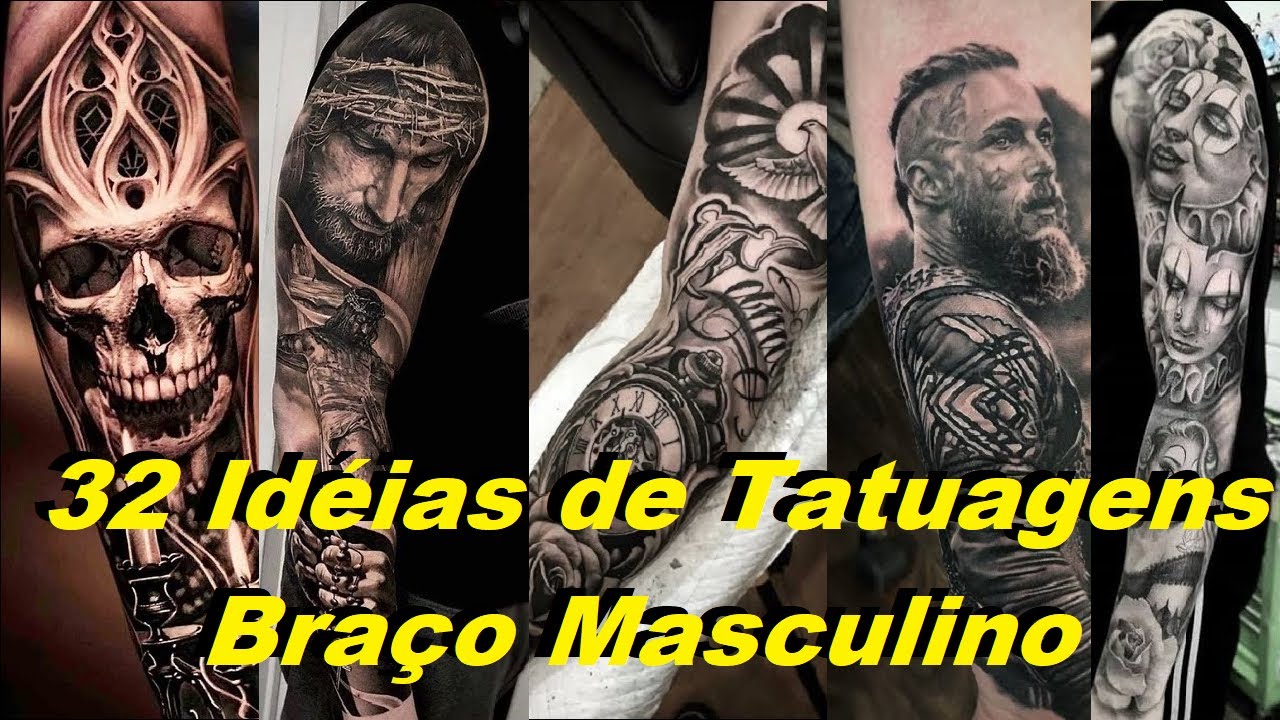 32 ideias de Tatuagens - Braço Masculino/As melhores no Realismo preto e cinza