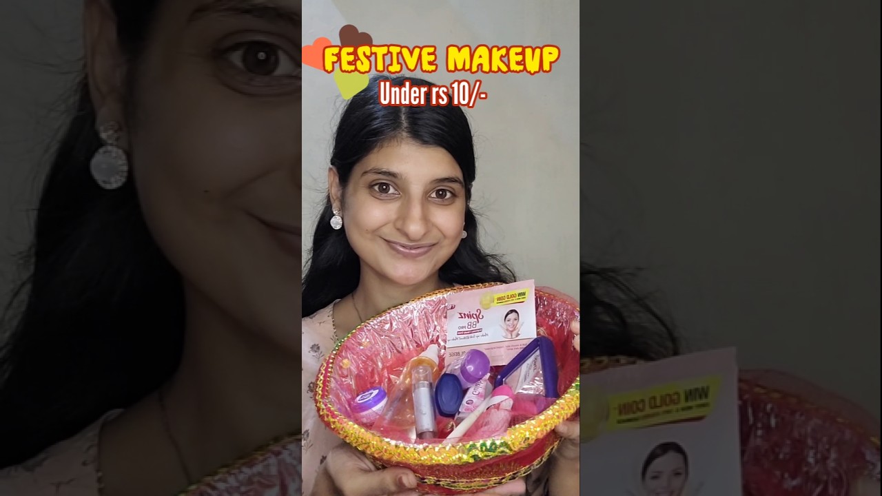 Festive makeup under Rs 10/- ❤️ #cheapest #makeuptutorial #affordable #under10 #festival #ytshorts