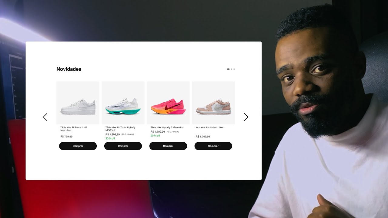 Animação de carrossel de E-commerce no Figma