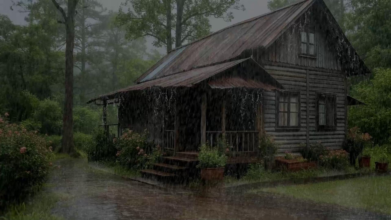 Escape the City Noise 🌧️ Rain on Rustic Roof Surrounded by Forest for Deep Sleep 🌿