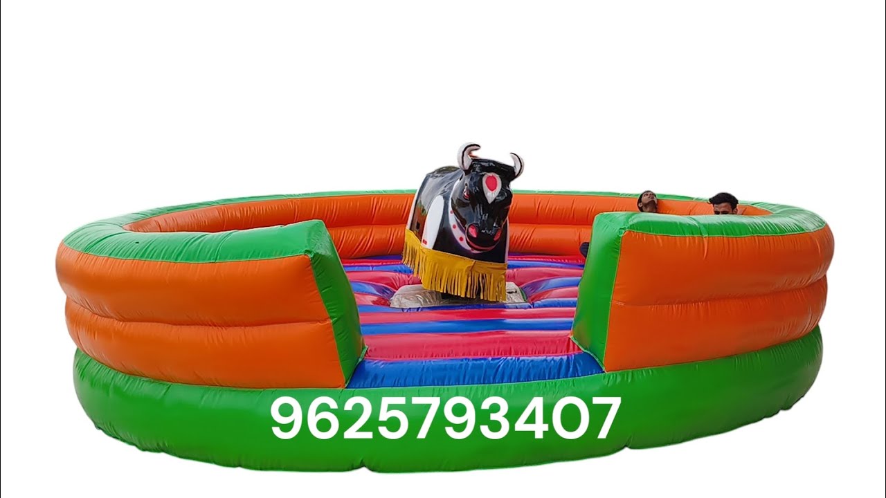 jumping jhula bull ride inflatables trampoline jhula #bullride #trampolinejumping #jumpingmickey