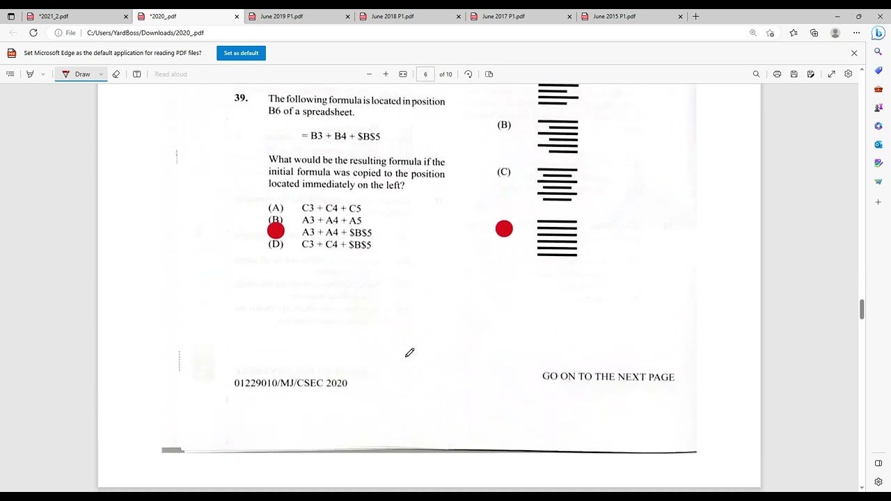 CSEC Information Technology Paper 1 2021-2015 Solutions
