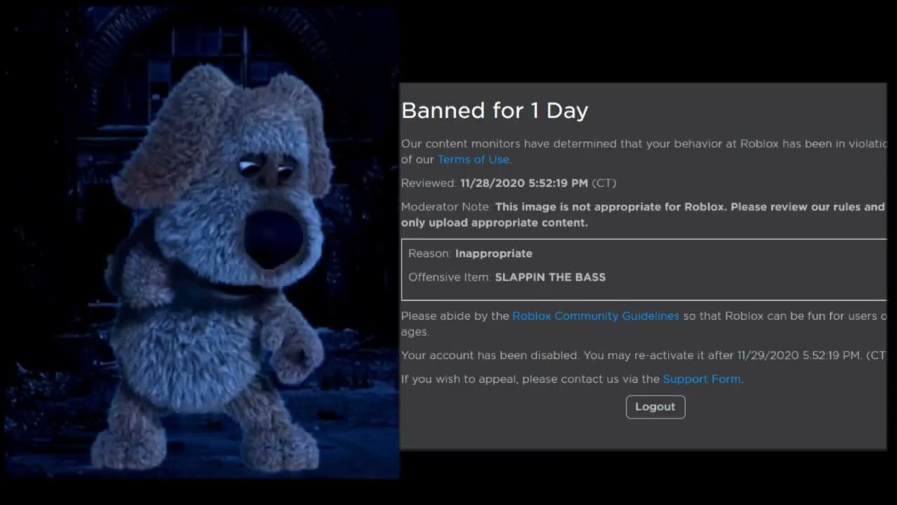 Talking Ben becoming sad. BEN GETS BANNED FROM ROBLOX!
