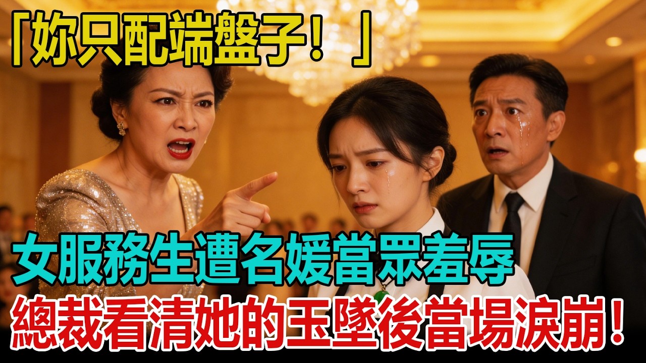 「妳只配端盤子！」女服務生在頂級晚宴遭名媛羞辱，不料總裁看清她脖子上的玉墜後，竟當場淚崩！｜小婷說故事