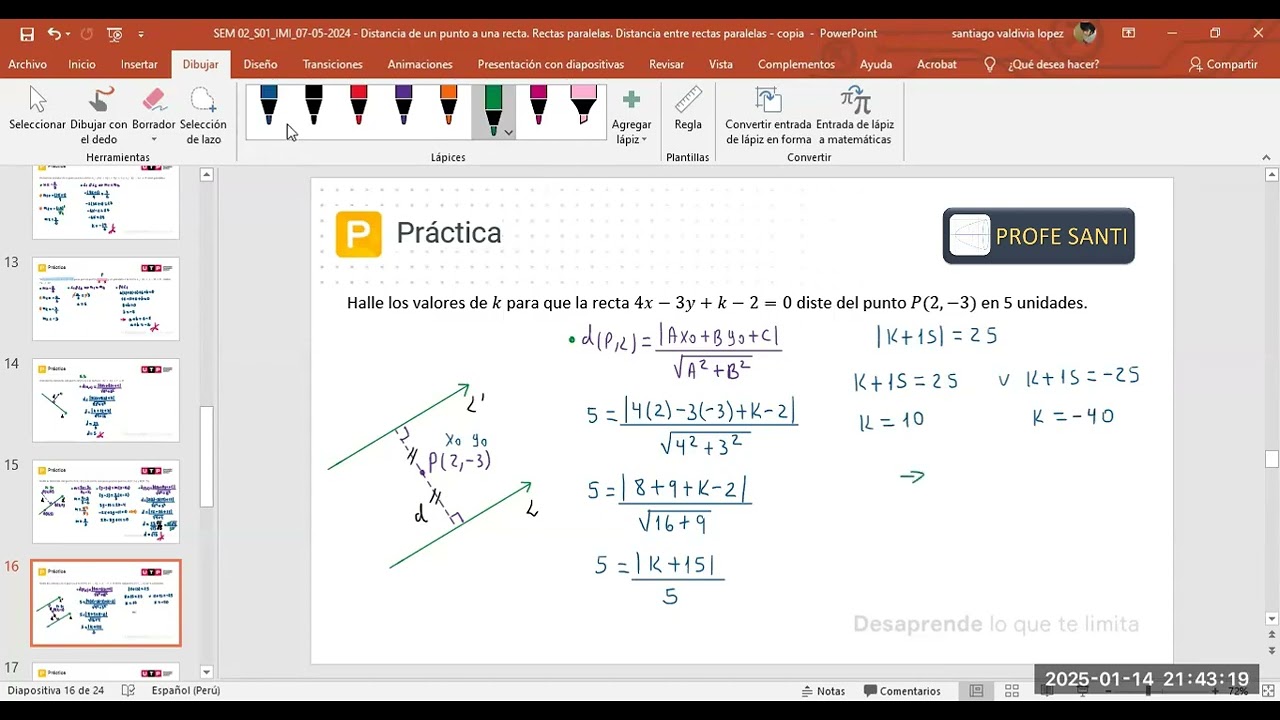 Distancia de un punto a una recta. Rectas paralelas. Distancia entre rectas paralelas