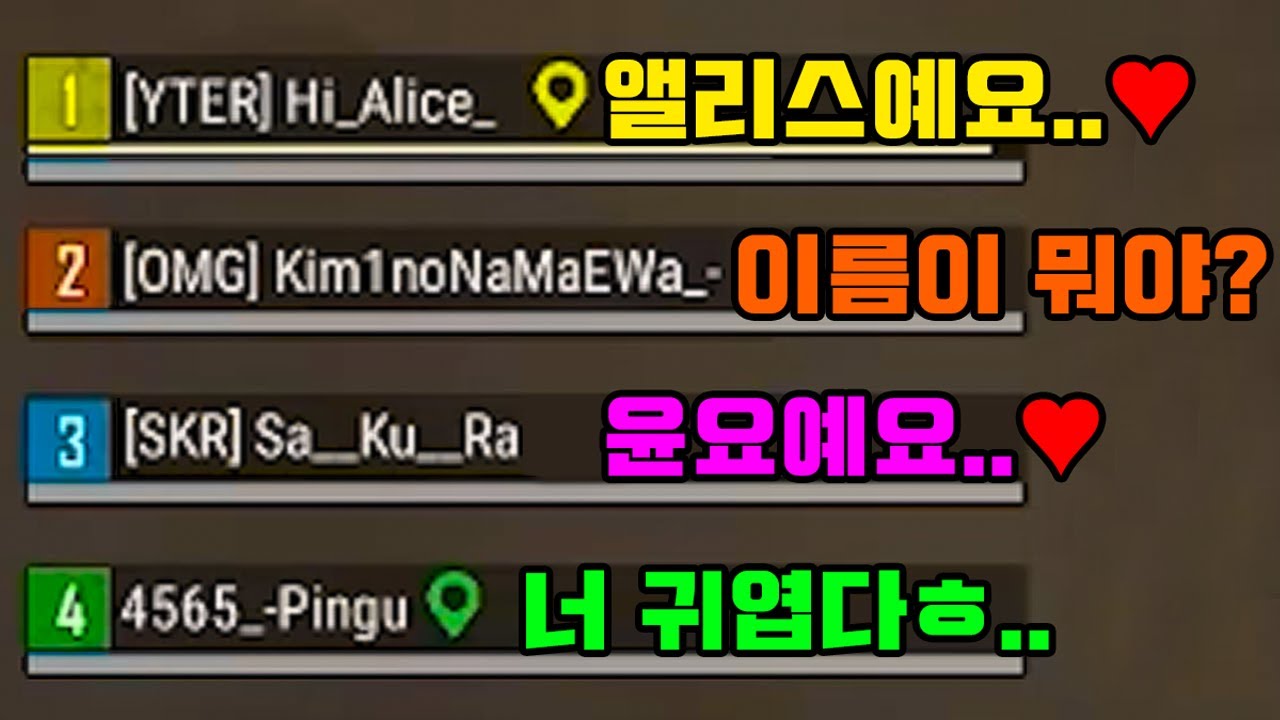 혜안져스 윤요와 앨리스.. 드디어 소개팅 했습니다 😘 [배그]