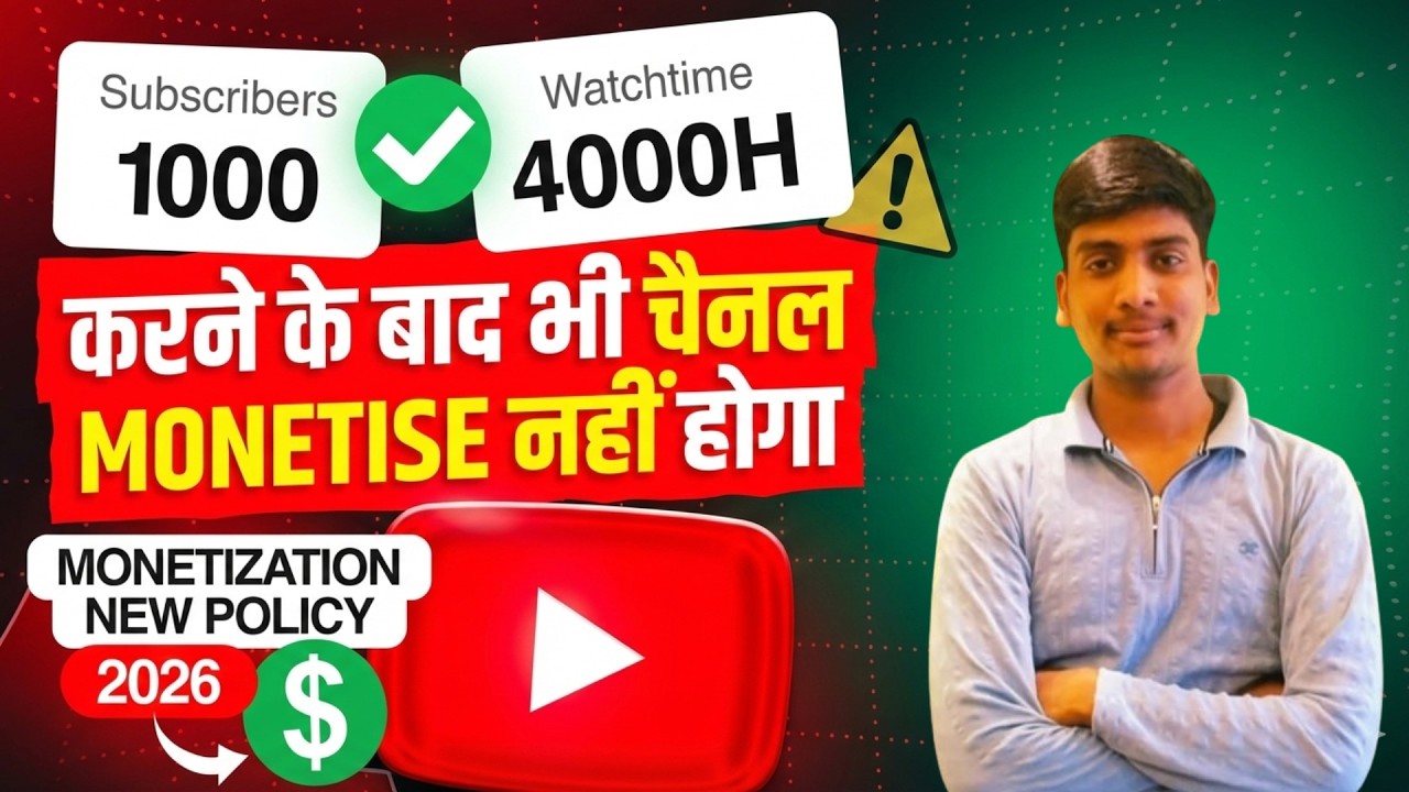 Monetization All Policy 2026 | अब 1000 Subscribers 4000 WT करने के बाद भी चैनल Monetise नहीं होगा ❌