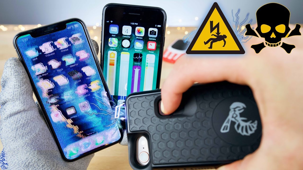 Электрошокер для iPhone X с чехлом для iPhone 8