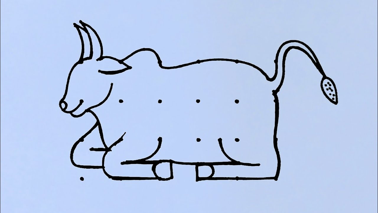 Easy OX drawing from 4×6 dots  // Easy Bull drawing // OX Rangoli // Mattu pongal kolam