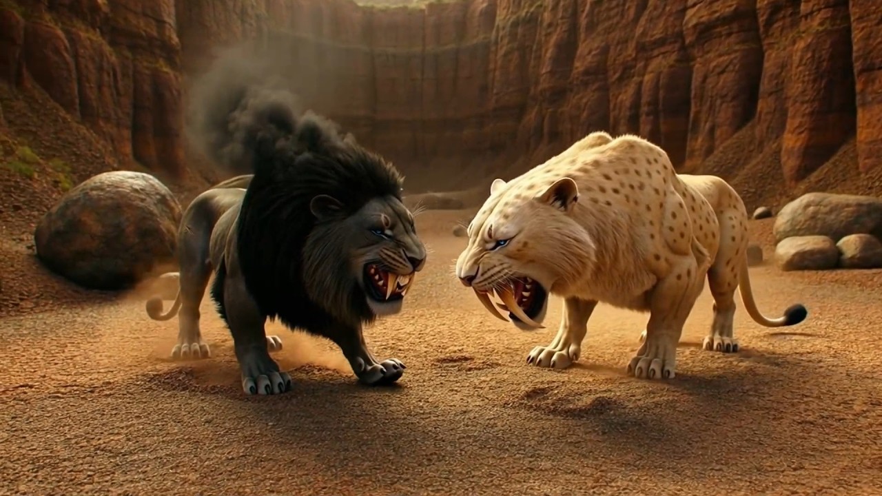 The Primal Clash: Shadow Lion vs Sabertooth King | Epic Cinematic Battle of Titans (AI Short Film)