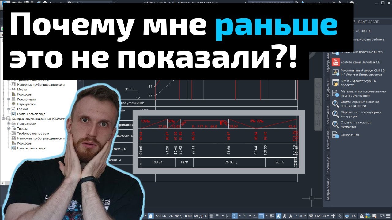Профиль Civil 3D. Отображение отметок земли и проекта в характерных точках по ГОСТ