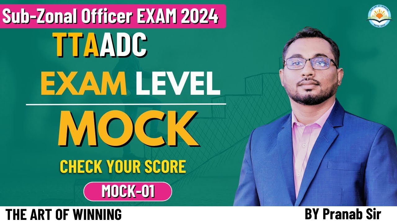 ENGLISH || MOCK - 1 || TTAADC || SUB-ZONAL OFFICER EXAM 2024 || By Pranab Sir