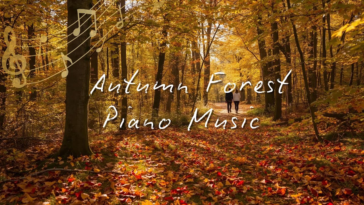 3 Hours of Autumn Forest White Noise & Piano Music, Relax, Study, Focus & Sleep